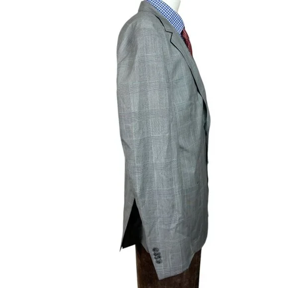 Petter Millar Bespoke Sport Coat Jacket Gray Glen Plaid Men's 44L NWT Nice